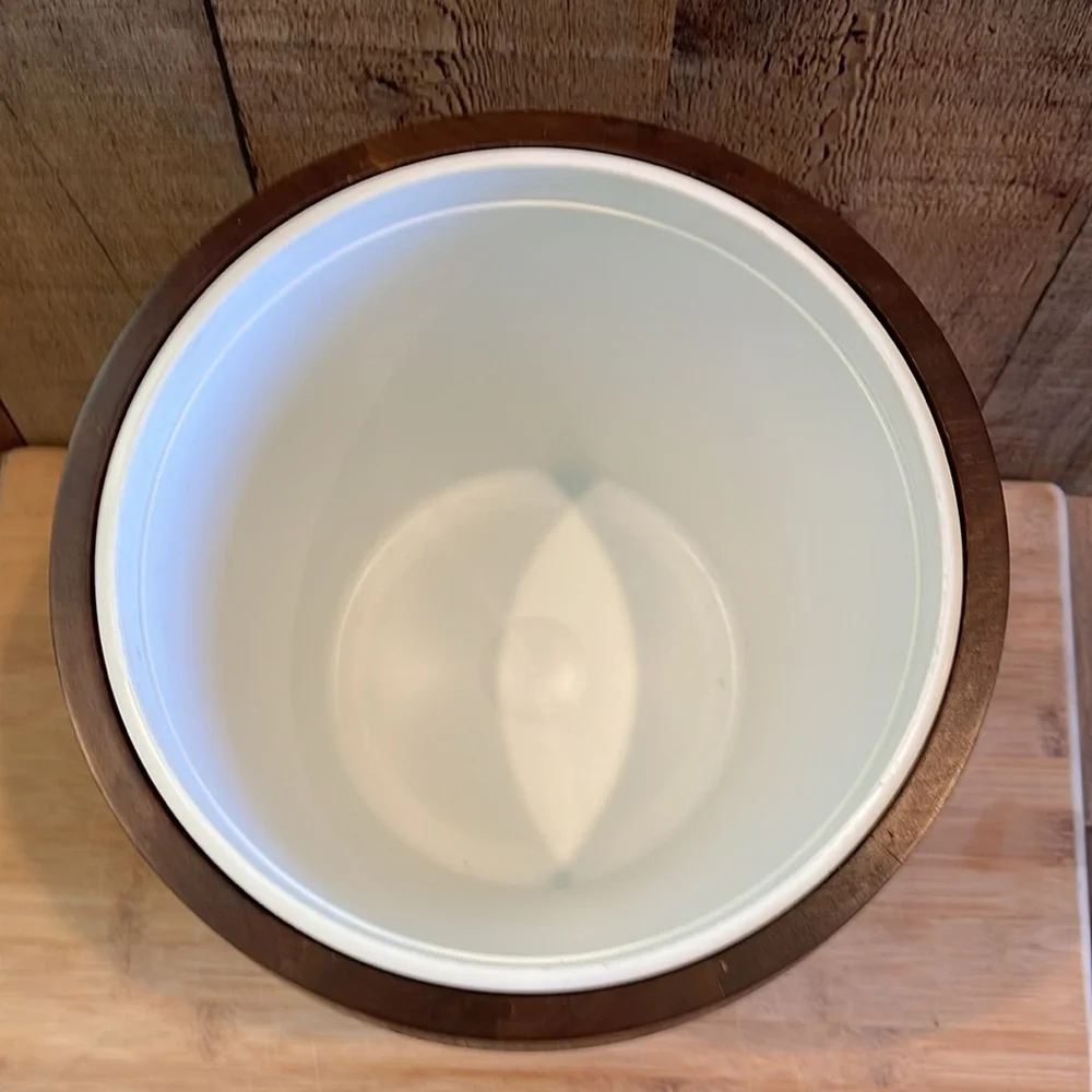 Vintage Vermillion Walnut Wood Ice Bucket MCM Dansk Era Large